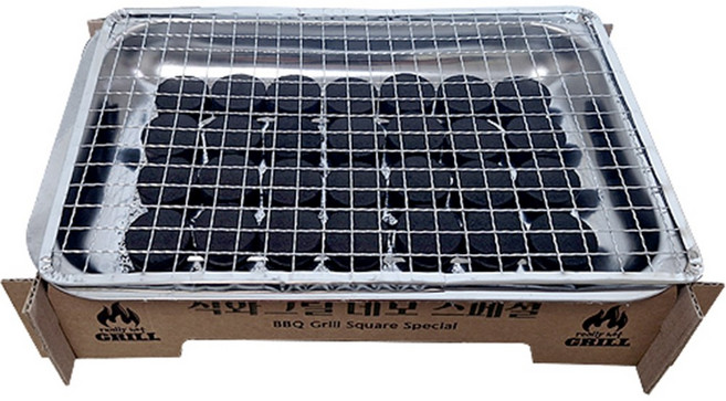 일회용 구이박사 직화그릴 네모스페셜(순간착화 친환경 사과나무숯 포함), 1세트