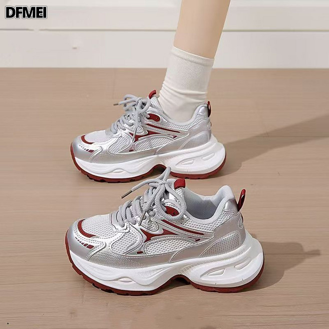 DFMEI 透氣老爹鞋女鞋厚底新款小蠻腰休閒鞋軟底輕便運動鞋