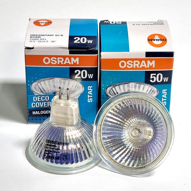 오스람 50W 할로겐 램프 전구 포인트 조명 할로겐전용안정기컨버터용 12V (헬로겐안정기 별도구매), 전구색, 5개