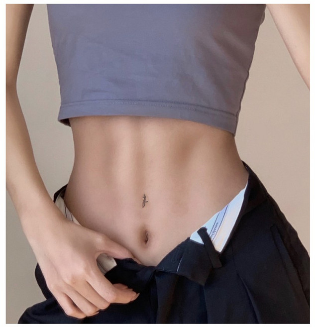 다리가 길어보이는 배꼽 스티커 가짜타투 48P, 3장, 브라운