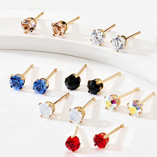 14k Gold Filled 칼라 스톤 귀걸이 데일리 레이어드