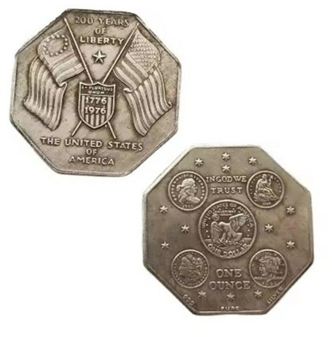 프랑스 빈티지 팔각형 옥타곤 기념 은화 메달 코인 수집용 아트 실버 동전