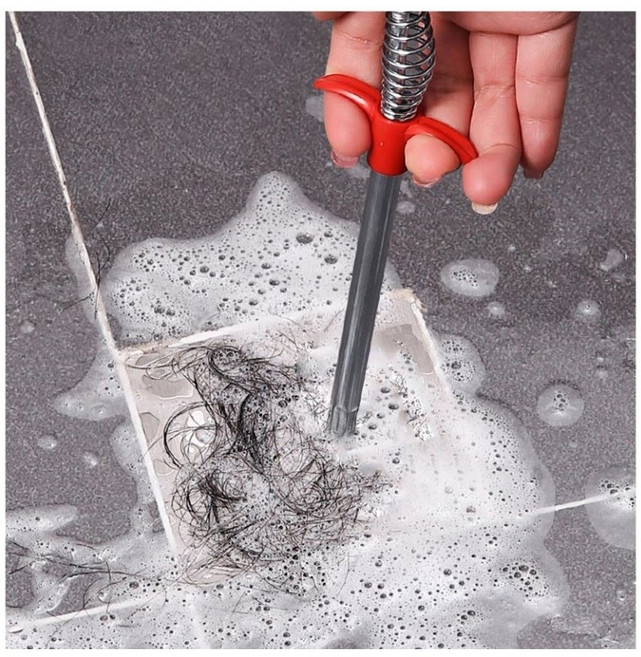 차징샵유통 스프링 배수구 관통기 집게 청소 막힘 뚫어 변기 이물질 제거 90cm