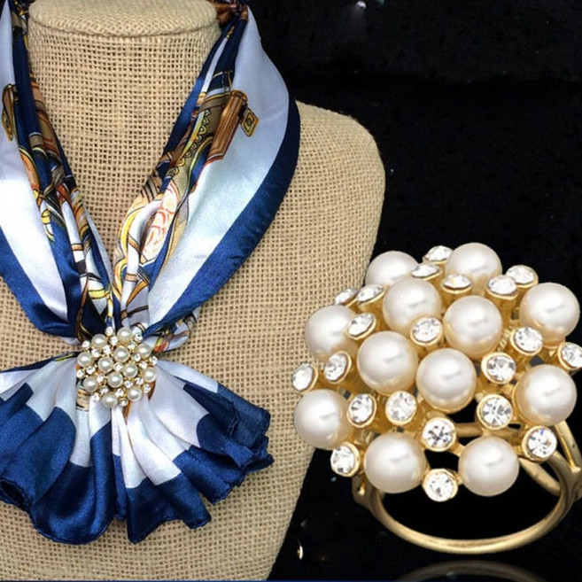 1p/2p구성 진주꽃 쓰리홀 스카프 링 쁘띠 고리 홀더 고정 장식