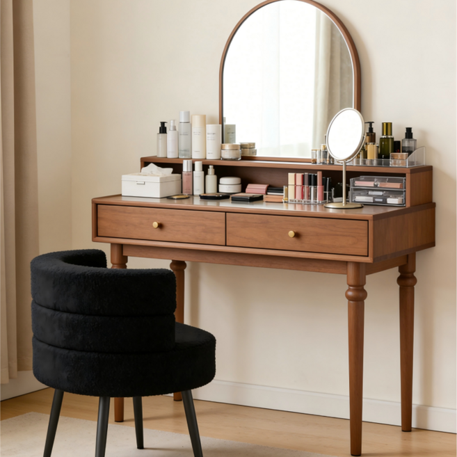 쿠리브 실내 등받이 소파 의자 푹신한 화장대 의자, 1개, 블랙