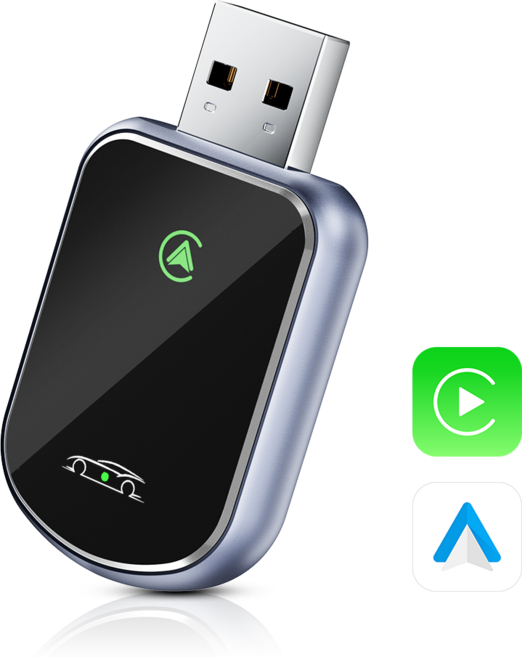 ACMEZING 미니 카플레이 안드로이드 오토 2 in 1 무선 어댑터 아이폰/안드로이드 호환 차량용 네비게이션 T1, 블랙