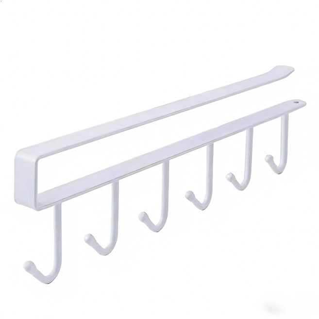 옷장 정리 다기능 수납 후크 주방 철제 모자걸이 행거 선반 화입, 2개, 화이트