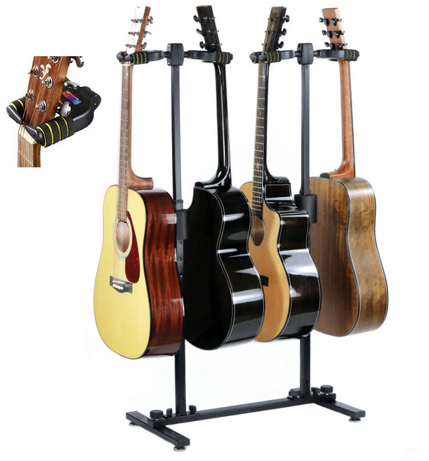 승강식 4단 멀티 기타스탠드 휴대용 스탠드 기타 거치대 자동 잠금 기타 걸이 전시대(상세 동영상을 참고하여 설치하세요), 1개