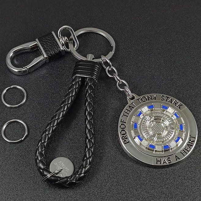 마블 아이언맨 자동차 열쇠고리 키링 펜던트 선물, 1개, 아이언맨 실버