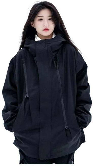 FANSYLI 돌격복 패션 아웃도어 후드 등산복 캐주얼 바람막이 재킷 미디엄 롱 조거 후드 점퍼 여가을 루즈핏 카고점퍼 겨울 도톰한 코트 X8A24