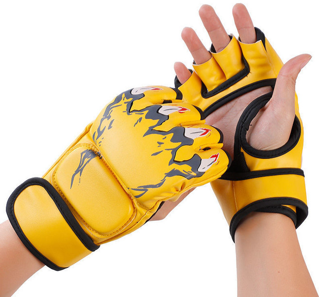 권투 장갑 반 손가락 성인 산다 훈련 MMA 파이팅 UFC 무에타이 샌드백 남자 및 복싱 세트, 1개, 05 Tiger claw yellow