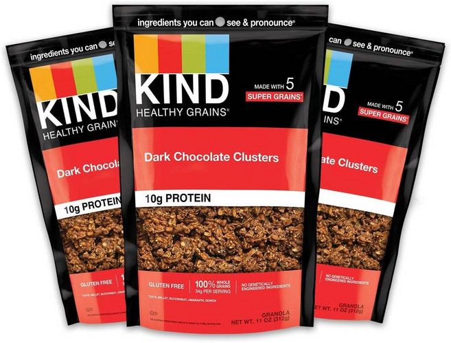 KIND KIND 헬시 그레인 클러스터 다크 초콜릿 그래놀라 11oz 3팩