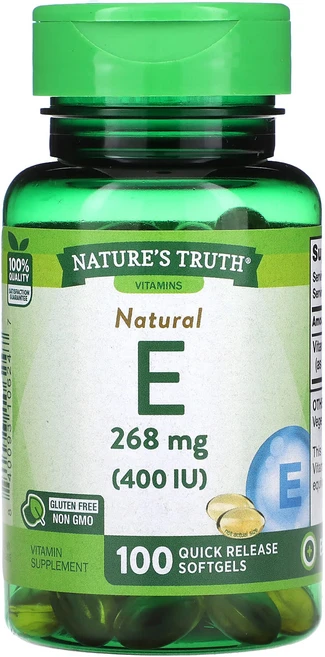 Nature's Truth 천연 E 268mg(400IU) 빠른 방출 소프트젤 100정, NaturesTruth천연E268mg400IU빠른방출소, 1개 - 쿠팡