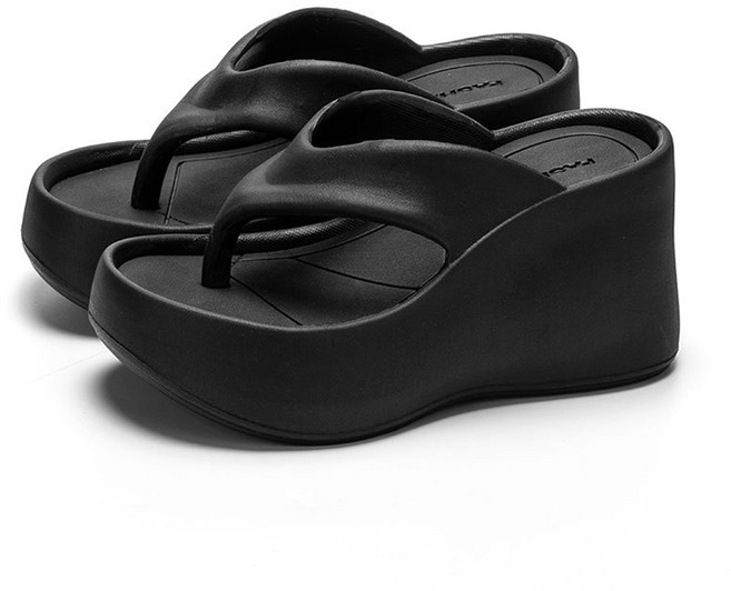 몬드스팟 9cm 여성 여름 통굽 웨지 쪼리 EVA 키높이 슬리퍼 샌들 플리플랍 YY5588