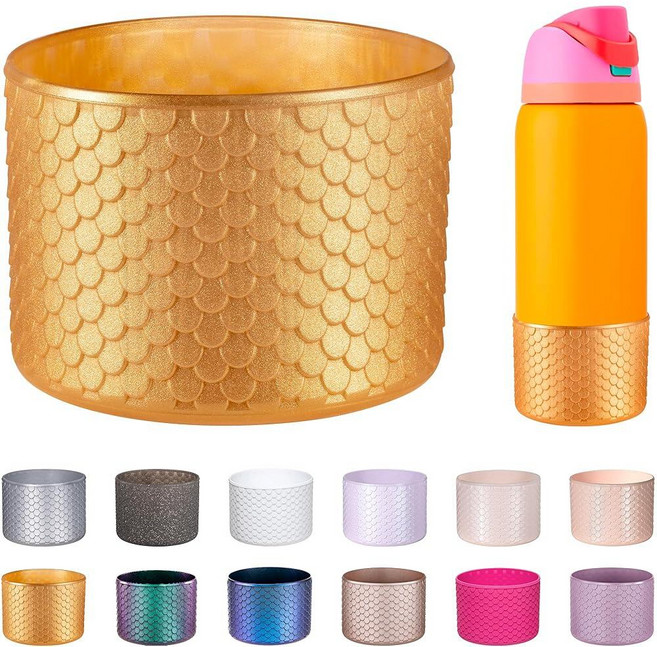 Soledea Owala 물병용 실리콘 부츠 680.4g24온스 946.4ml32온스 1.18L40온스 미끄럼 방지 보호 슬리브 바닥 범퍼 프로텍터 FreeSip 트위스트, Gold