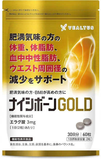 나이시본 GOLD 체중 체지방 중성지방 내장지방 허리 주위경 감소를 지원 다이어트 보충제 엘라그산 기능성 표시식품 30일분, 1개, 60정 - 쿠팡