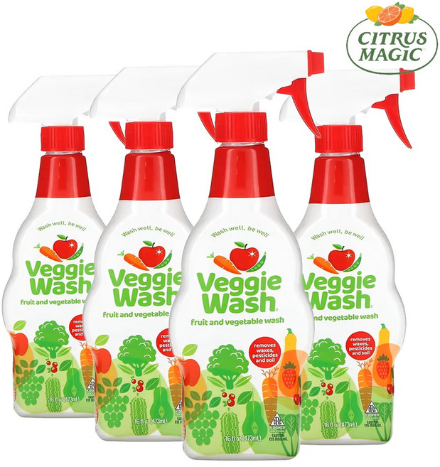 시트러스매직 야채 과일 세척제 세정제 분사 감귤향 왁스 흙 제거 473 ml 4개, 1개, 473ml