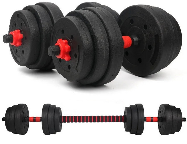 可調式啞鈴槓鈴二合一 環保 防滑重訓健身, 1個, 10kg啞鈴組-可變槓鈴