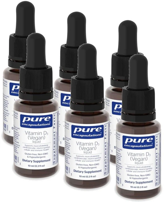퓨어인캡슐레이션 비타민 D3 (비건 채식) 리퀴드 액상 Pure Encapsulations Vitamin D3 (Vegan) Liquid, 6개, 10ml - 쿠팡