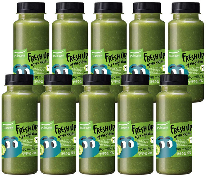 달콤한 녹즙프레시업양배추천해 10개 비가열 생즙 채소와 과일의 영양 과채 주스 국산 유기농 브로콜리, 190ml