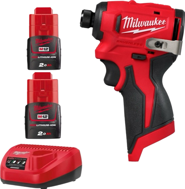 美沃奇 M12 無刷 衝擊 起子機 電鑽 M12BLIDRC (M12BID升級), 1個, 原廠提袋-新款雙2.0版（含充電器）