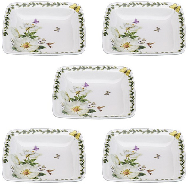 그린코리아 목련 본차이나 정사각접시 소 5Pcs, 혼합색, 1세트