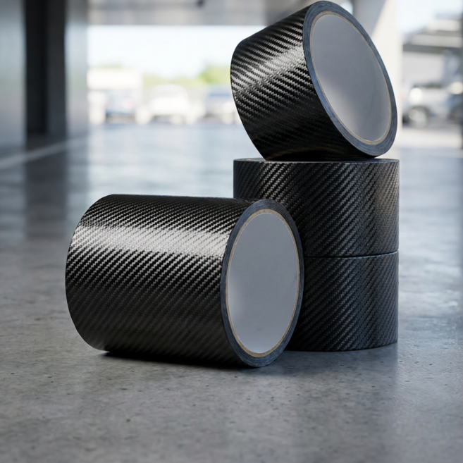 POTTI 차량용 3D 카본 PPF 스크래치 방지 보호 필름 흠집 문콕 기스 도어스텝 범퍼 발판 오토바이 자전거 방수 테이프, 1개, 블랙