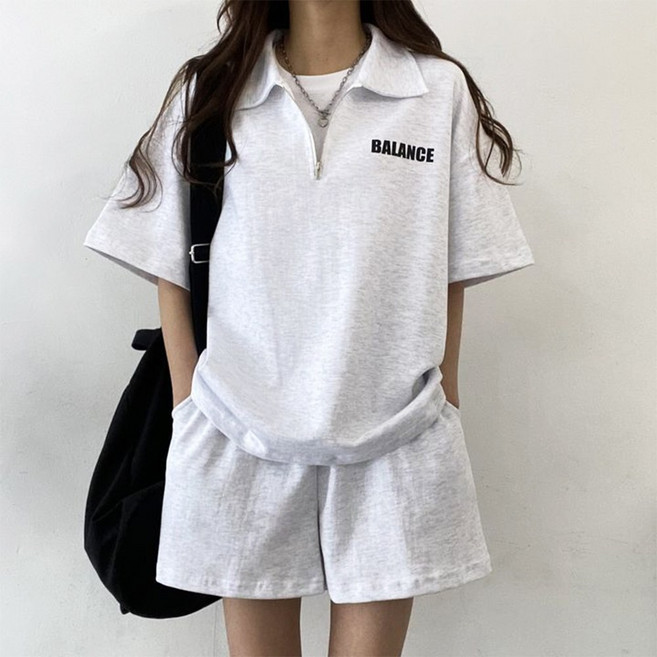 여성 여름 셋업 트레이닝복 세트 반팔 반바지 운동복 상하세트