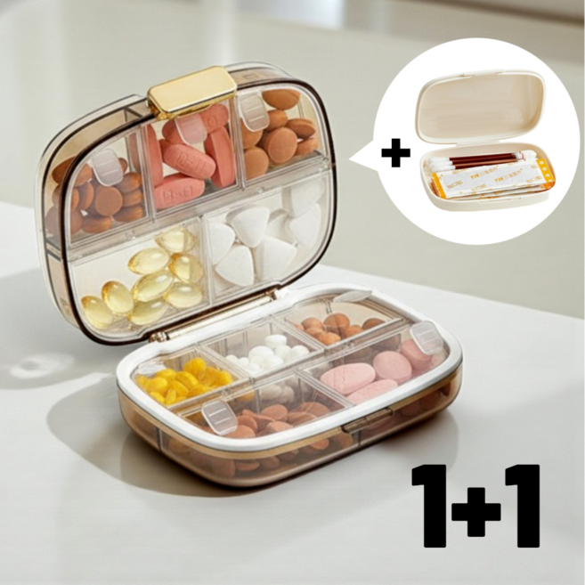 하루잡화 2단 분리 휴대용 약통 케이스, 2개