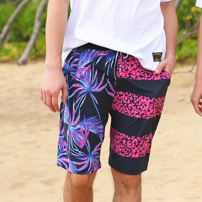 리버폭스 퓨어디아 워터파크 하와이팬츠 퍼플 플라워 래쉬가드3, 퍼플플라워(남자)