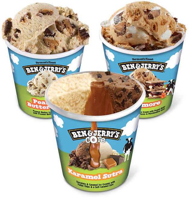 벤앤제리스 파인트 아이스크림 3종 혼합구성(카라멜수트라코어+피넛버터컵+피비스모어)