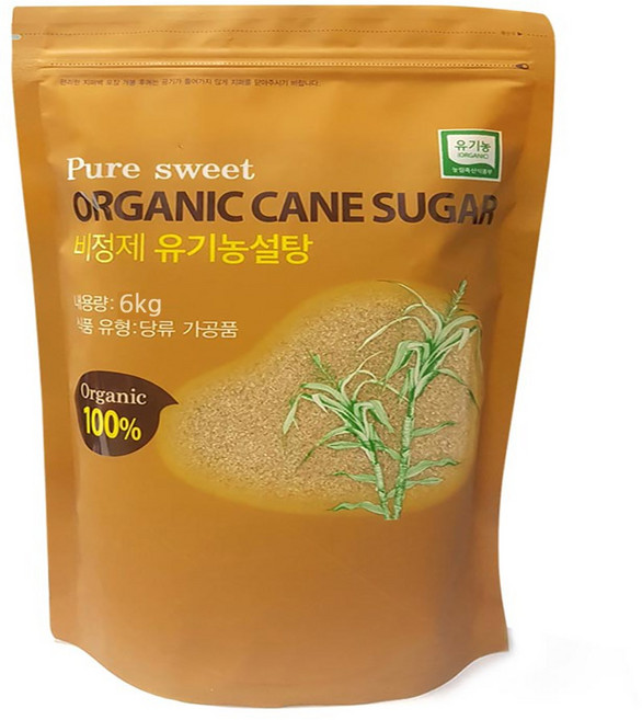 자연미가 유기농 원당 6kg /비정제 갈색설탕, 1개