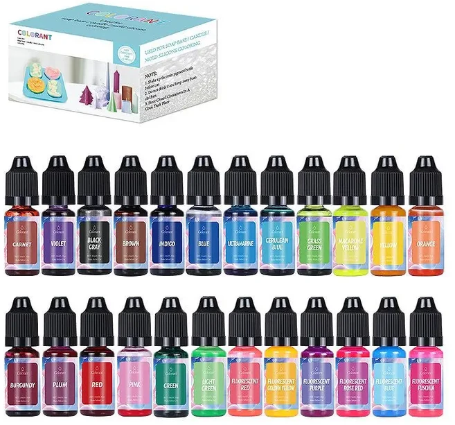 캔들 염료 키트 액체 착색 안료 세트 DIY 캔들 만들기 용품 아로마 테라피 비누 소이 왁스 염료 캔들 몰드, 01 1 SET, 01 빠른, 07 24colorsx10ml