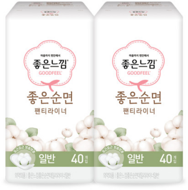 좋은느낌 좋은순면 라이너 일반 40매X2팩, 40매, 2세트