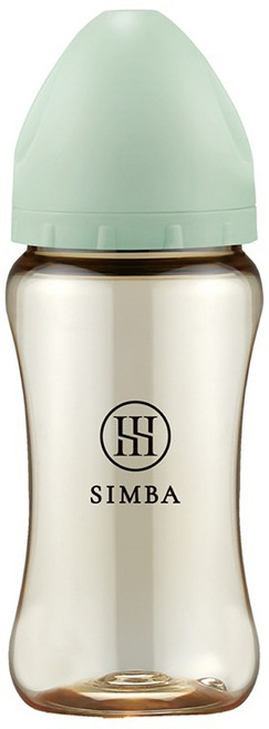 SIMBA辛巴 寶寶奶瓶 安全材質 寬口設計 防脹氣, 綠沐(圓孔S), 1個, 270ml