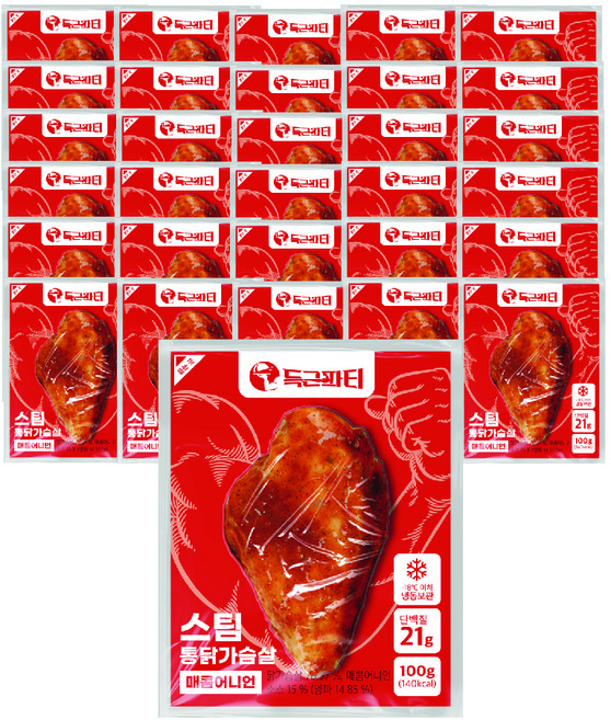 득근파티 통 닭가슴살 매콤어니언, 100g, 20개