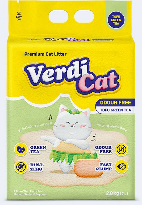 베르디캣 오도어프리 고양이 두부모래 그린티 가는입자 (2.8kg 6개입) 16.8kg, 6개, 7L