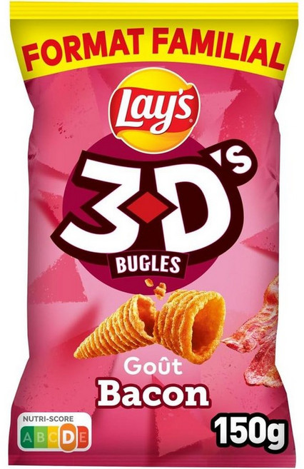 프랑스 레이즈 Lay's Bugles Bacon Flavour 버글스 베이컨 칩스 감자칩, 6개, 150g