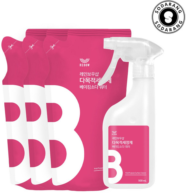 리보우 다목적세정제 베이킹소다 워터 리필 세트(리필x3), 1세트, 2L