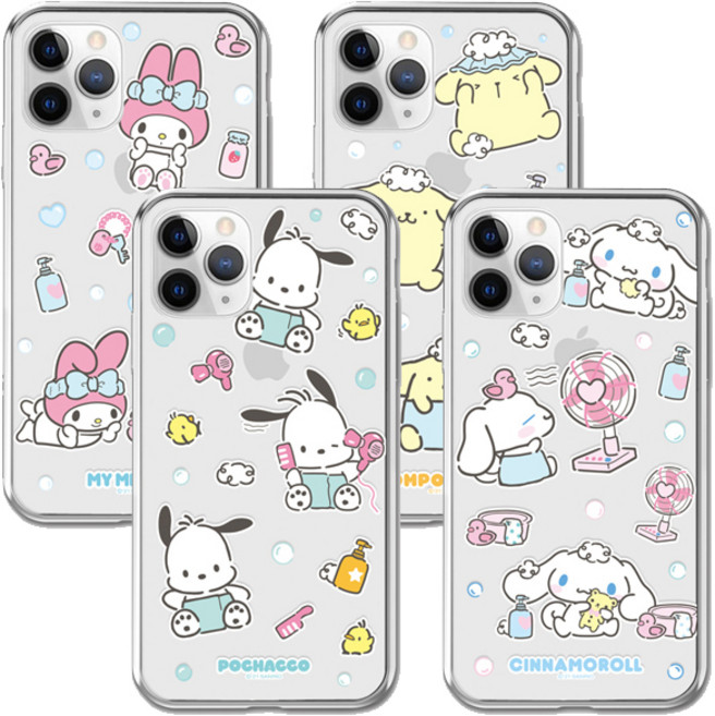 TR Sanrio캐릭터즈 목욕 투명젤리 폰 케이스 갤럭시 A13 A23 A33 A53 X커버5 A12 A32 A10e A52 퀀텀3 진2 와이드5 버디5g A22 A31 점프2