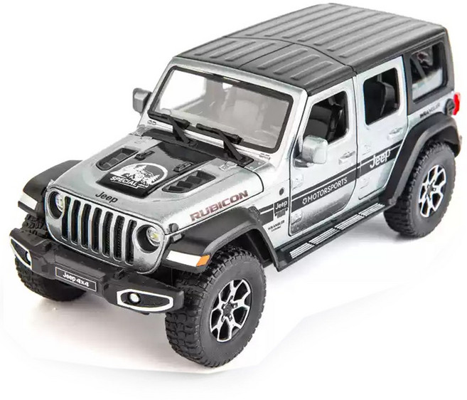 다이캐스트 금속 1:22 지프 랭글러 루비콘 합금 풀백 자동차 모형, 1개, 그레이