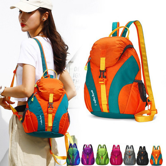 미녹지구 여성 등산 가방 스포츠 아웃도어 등산 가방 피트니스 패션 백팩 5L 15L 25L, 오렌지