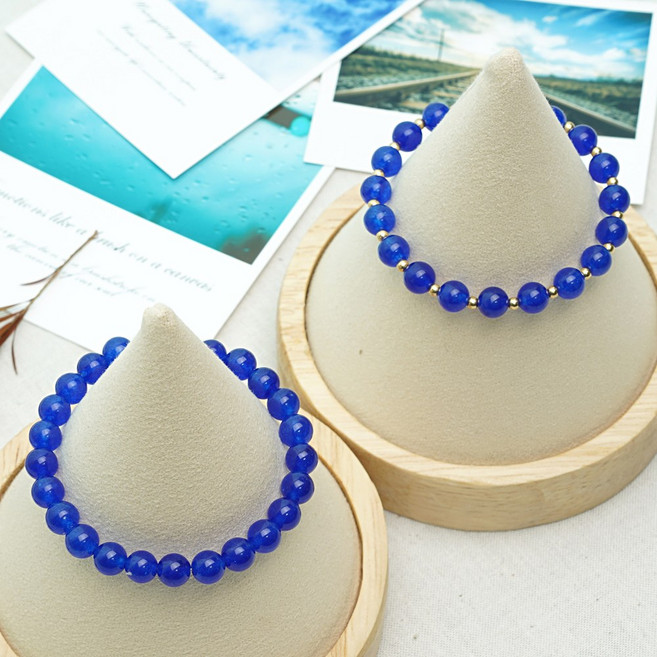 9월 탄생석 사파이어 원석 팔찌 남자 여자 선물 염주팔찌