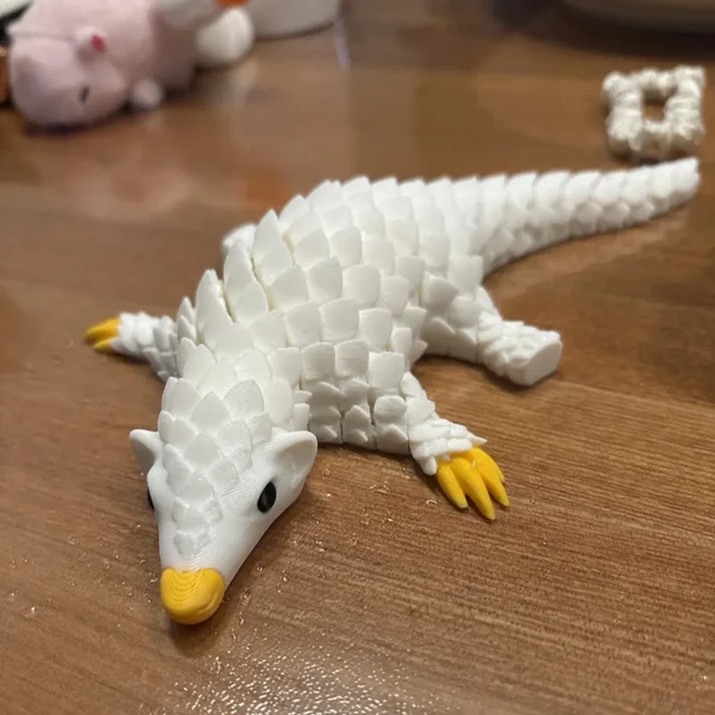 3D 인쇄 천산갑 장난감 모델 공동 활성 천산갑 다기능 데스크탑 홈 인테리어 독특한 선물 창의력, 02 하얀색