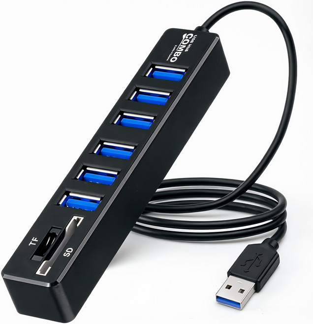 8in1 멀티허브 SD카드 리더기 멀티호환, 1개, 블랙-8in1