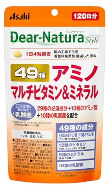 디어내추럴 스타일 49 아미노 멀티 비타민 미네랄 480알(120일분) 아사히 영양제 국내 공장 파우치 필수아미노산 유산균 아연, 1개, 480정 - 쿠팡
