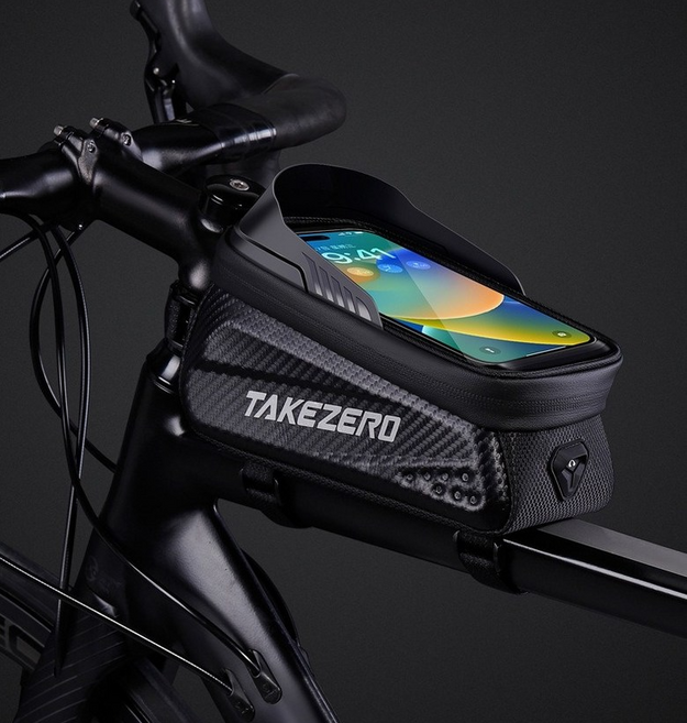 화이트리버 방수 자전거 핸드폰 거치대 빛반사 프레임 가방, 블랙, 1개