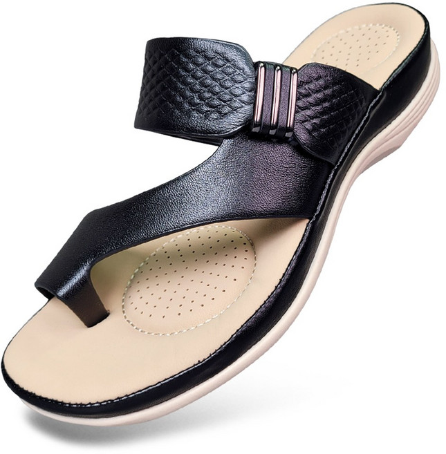 마마슈 여성 가죽 조리 토링 패션 슬리퍼 발볼넓은 쿠션 SL82