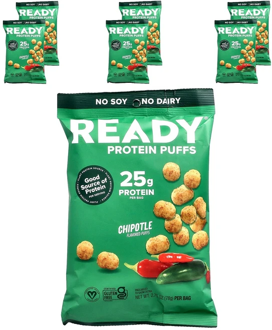 Ready Protein Puffs Chipotle 6 Bags 2.75 oz 78 g Each, Ready, Protein Puffs, Chipotle - 쿠팡