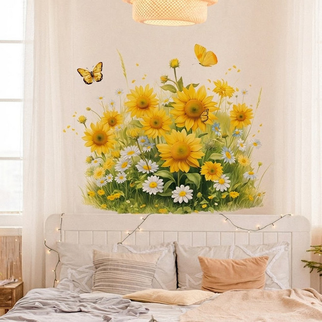 바이앤뷰 감성 인테리어 데코 스티커, 금빛 해바라기